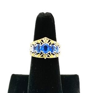 Tanzanian Blue Spinel Ring in Rhodium Over Sterling Silver Sz8